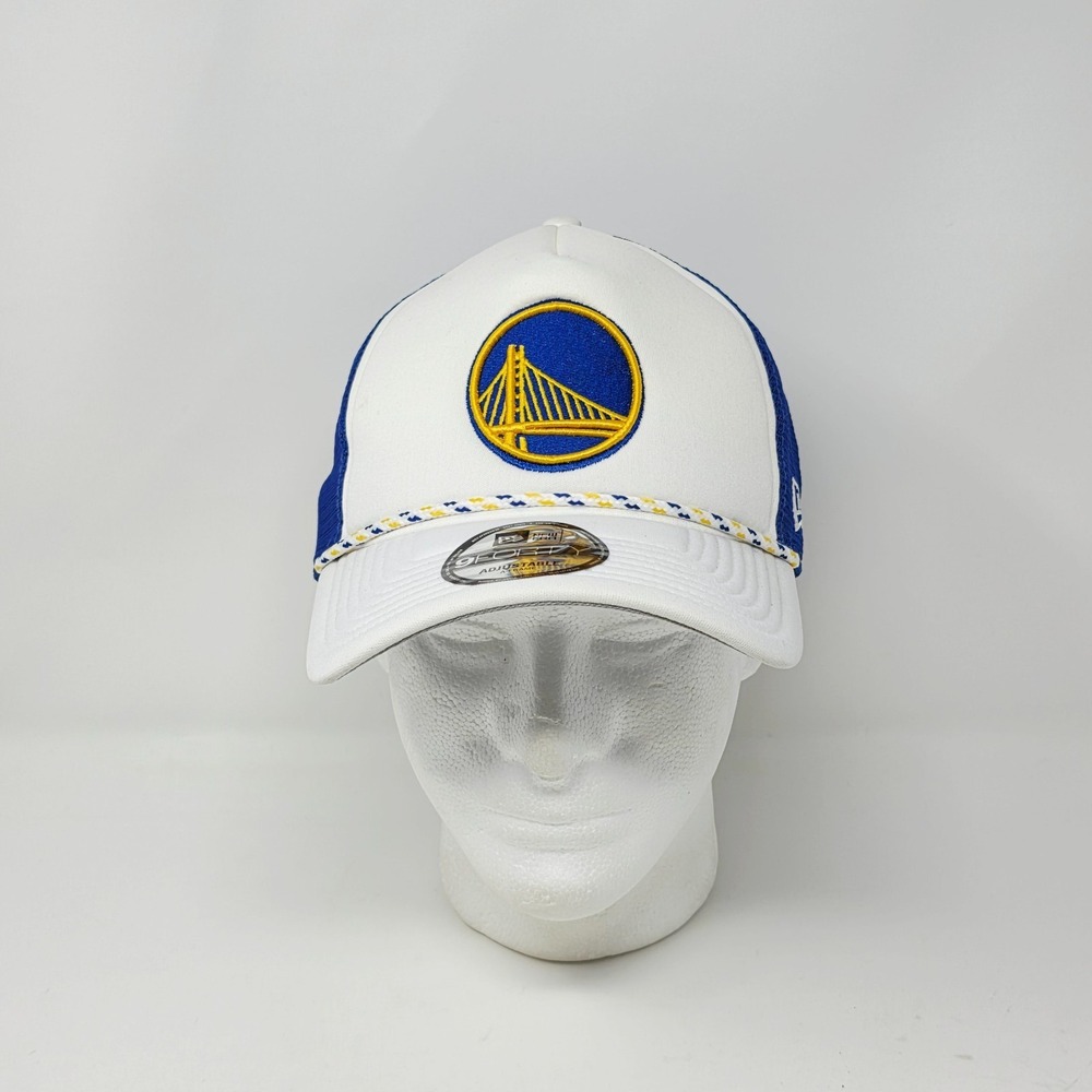 New Era 9FORTY Golden State Warriors Trucker Hat Cap A-Frame White Blue Rope NBA - Picture 1 of 7
